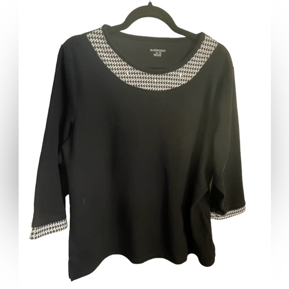 Allison Daley Black with houndstooth trim Sweater - XL - Picture 1 of 6
